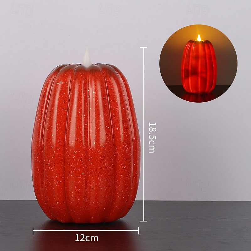 Halloween gresskar LED flammeløst stearinlys, batteridrevet mykt glødende flimrende gresskarlys, AA batteridrevet borddekor til høst Thanksgiving soverom stue spisestue kaféfest 2026 - $15.49 –P7