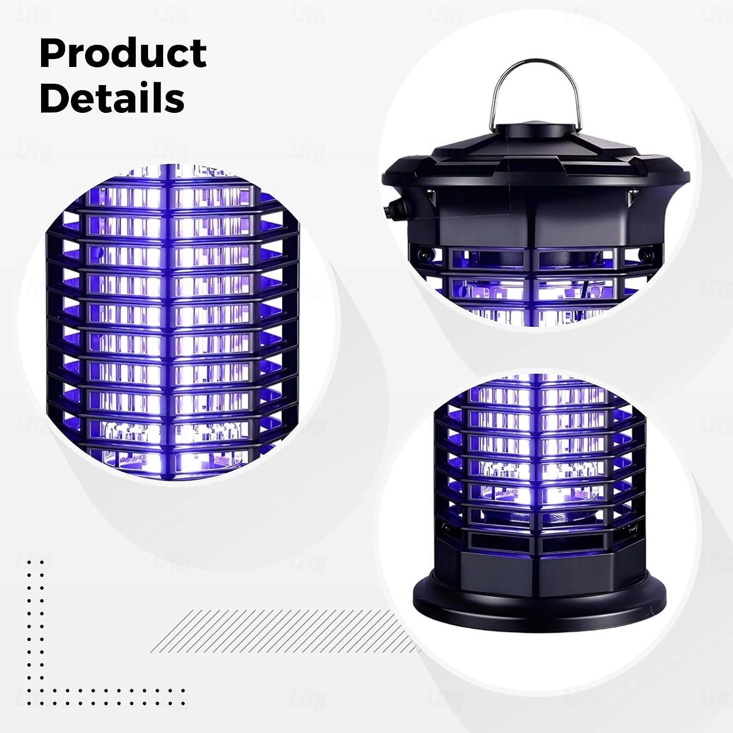 Elektrische vliegenvanger voor buiten, 365 nm, verdelgt ongewenste bezoekers, IP66 waterdicht, slimme lichtsensor, geluidsarme werking, voor binnen en buiten. 2026 - $41.99 –P6