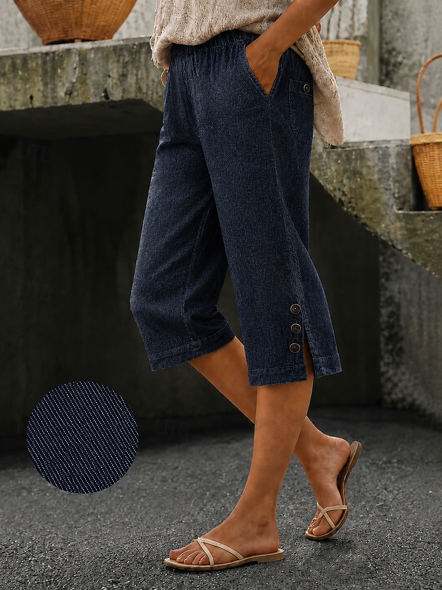 Women's Jeans Denim Vacation Basic Short High Waist Solid Color Comfort High Elasticity Vacation Daily Wear Black Dark Navy Sky Blue Summer Spring Regular Fit 2026 - $21.99 –P3