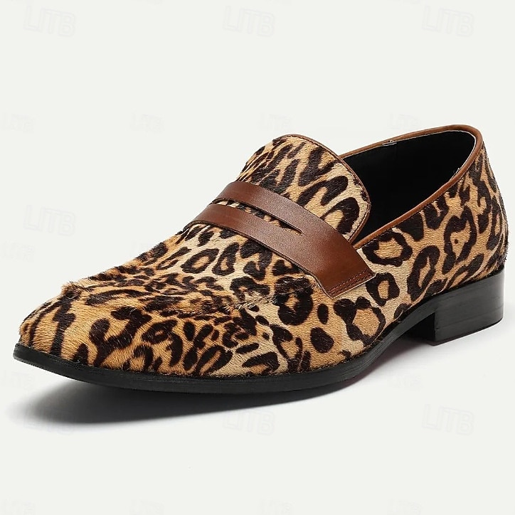 Instappers met luipaardprint voor heren, nette schoenen, modieuze feestschoenen voor bruiloften, clubs en avondevenementen. 2026 - $109.99 –P3