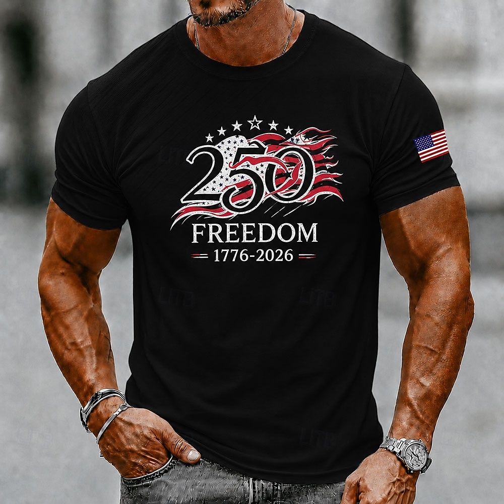 4th of July 2026 250th Men's US Flag T Shirt Short Sleeve T shirt 3D Print Crew Neck Shirt Patriotic Daily Festival Blue White Black Summer Spring Clothing Apparel S M L XL XXL XXXL 2026 - $19.99 –P3