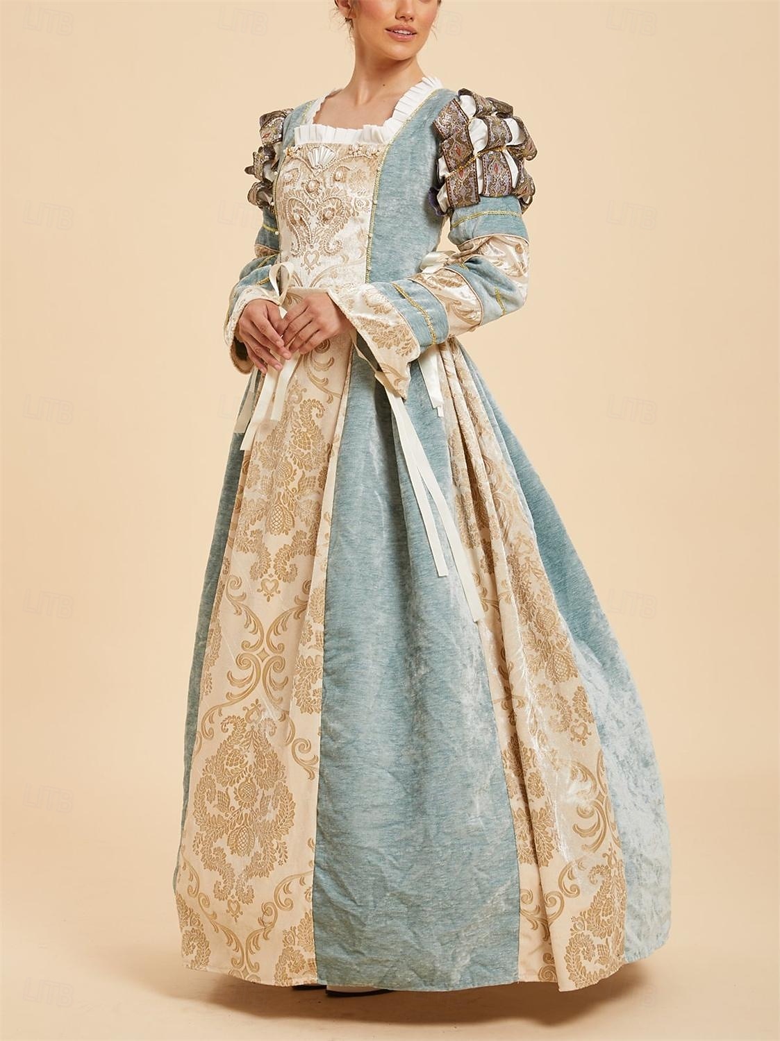 Retro Vintage Medieval Renaissance Floor Length Dress Gown Long Sleeves ...