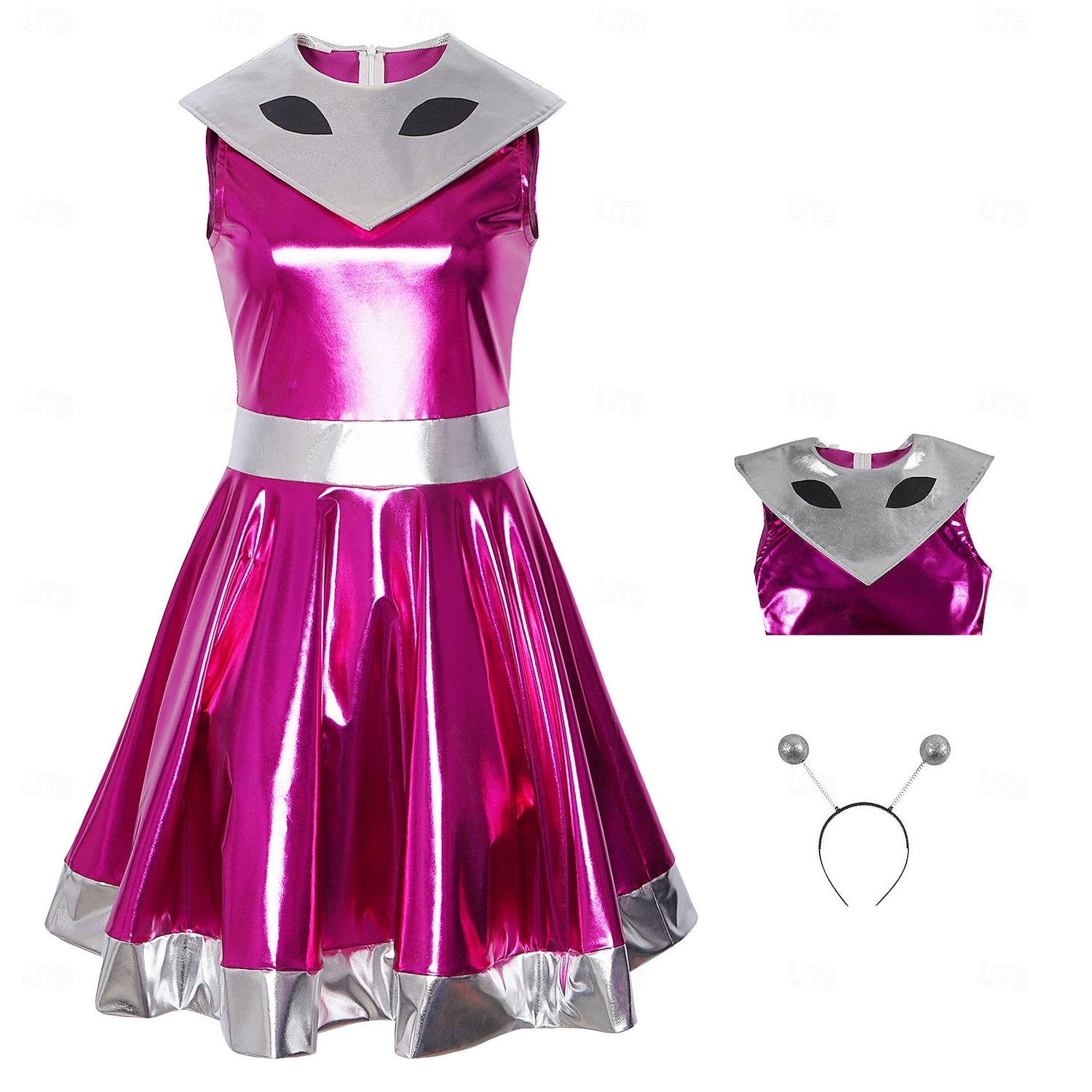 Jurken Outfits Fancy kostuum Buitenaards kostuum Ruimtemeisje Cosplay Glanzend latex patent Metallic Kinderen Volwassenen Dames Halloween Carnaval Boekenweek Feest Prestatie Aankleden 2026 - $63.99 –P1