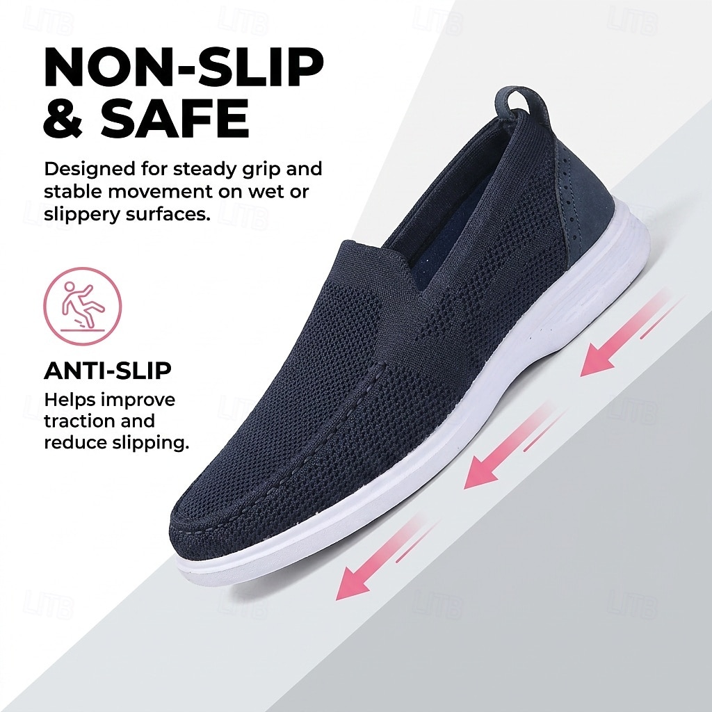 Mocassini da uomo blu navy in maglia, scarpe casual traspiranti per camminare, scarpe comode e leggere per viaggiare, guidare e per l'uso quotidiano. del 2026 a $32.99 –P3