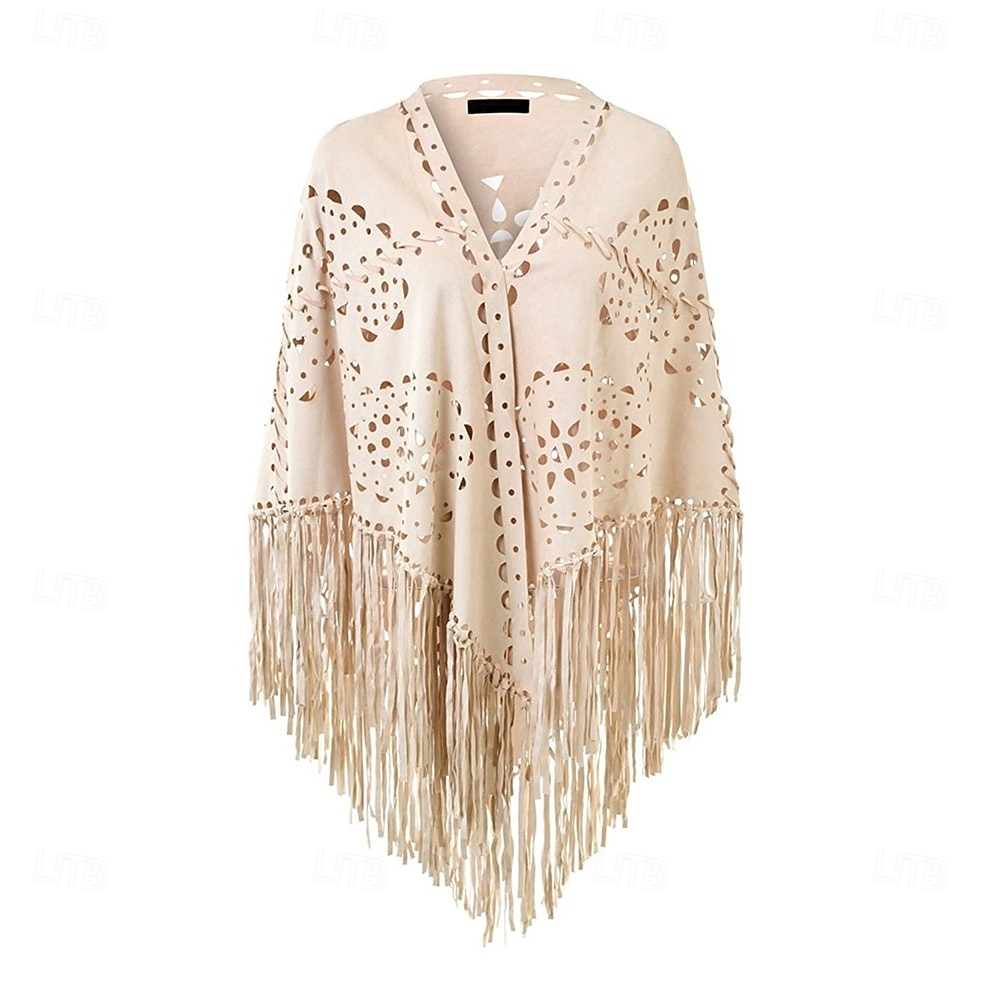 Retro Vintage Hippie 1970s Cape Hippie Tassel Fringe Fancy Dress Women's Carnival Music Festival Holiday Adults' 2026 - $49.99 –P10