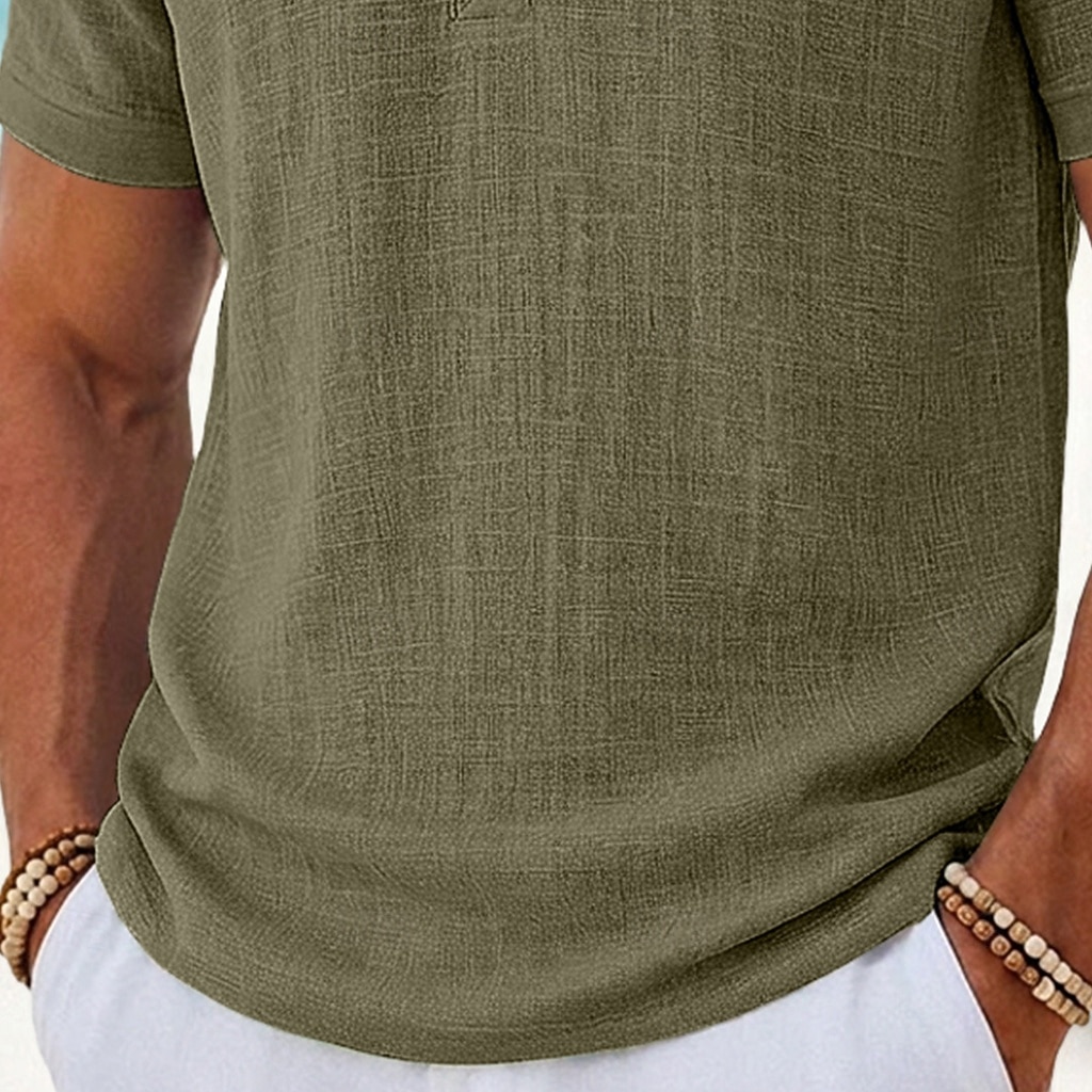 Per uomo Camicia di lino Polo Casuale Vacanza Classico Manica Corta Moda Tinta unica Semplice Bottoni Estate Primavera Vestibilità regolare Bianco Nero Verde chiaro Blu marino Cachi Grigio Camicia di del 2026 a $21.99 –P3