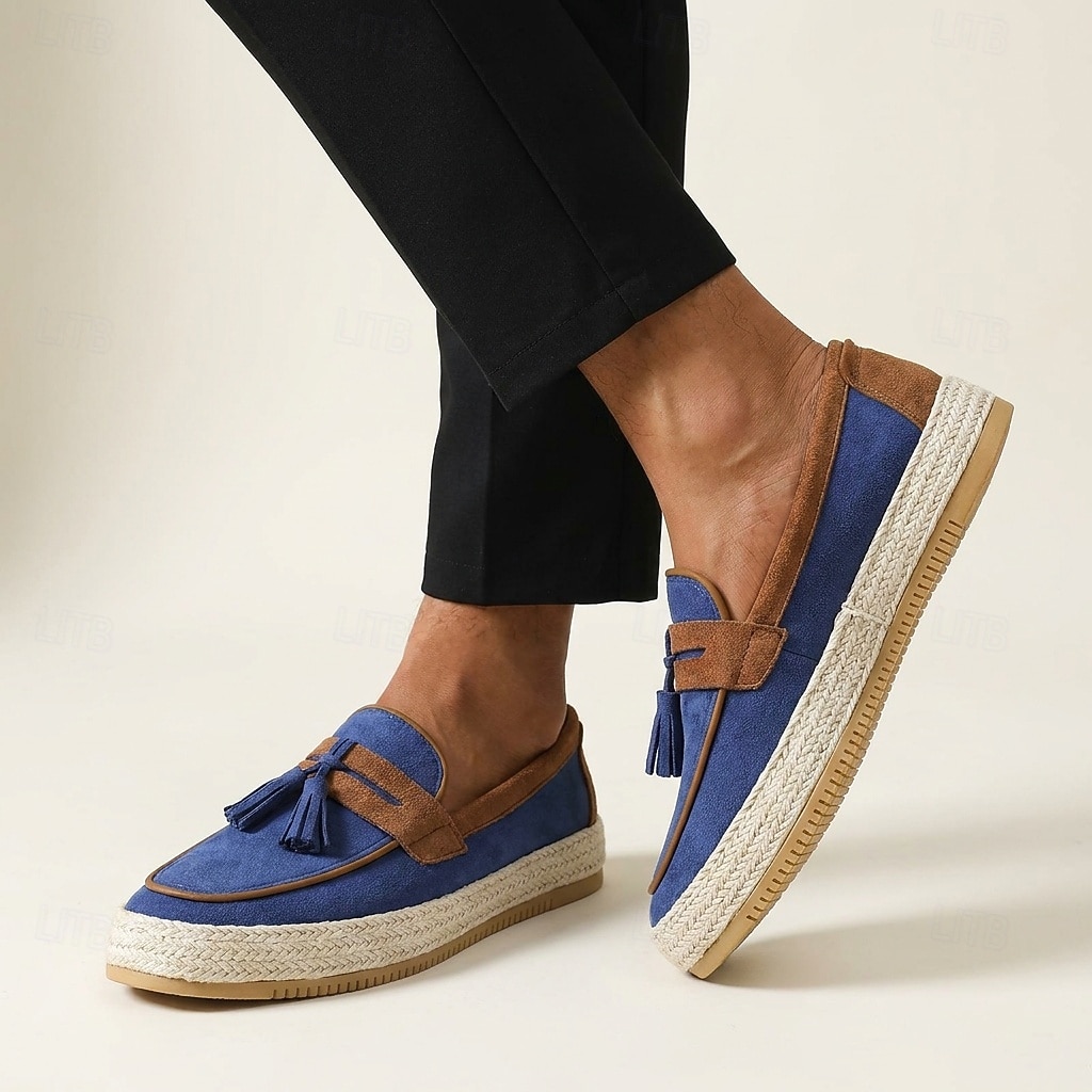 Men's Blue Tassel Espadrille Loafers – Lightweight Slip-On Resort Shoes, Old Money Casual Footwear for Cruises, Beach Vacations and Weekend Getaways 2026 - $34.99 –P5