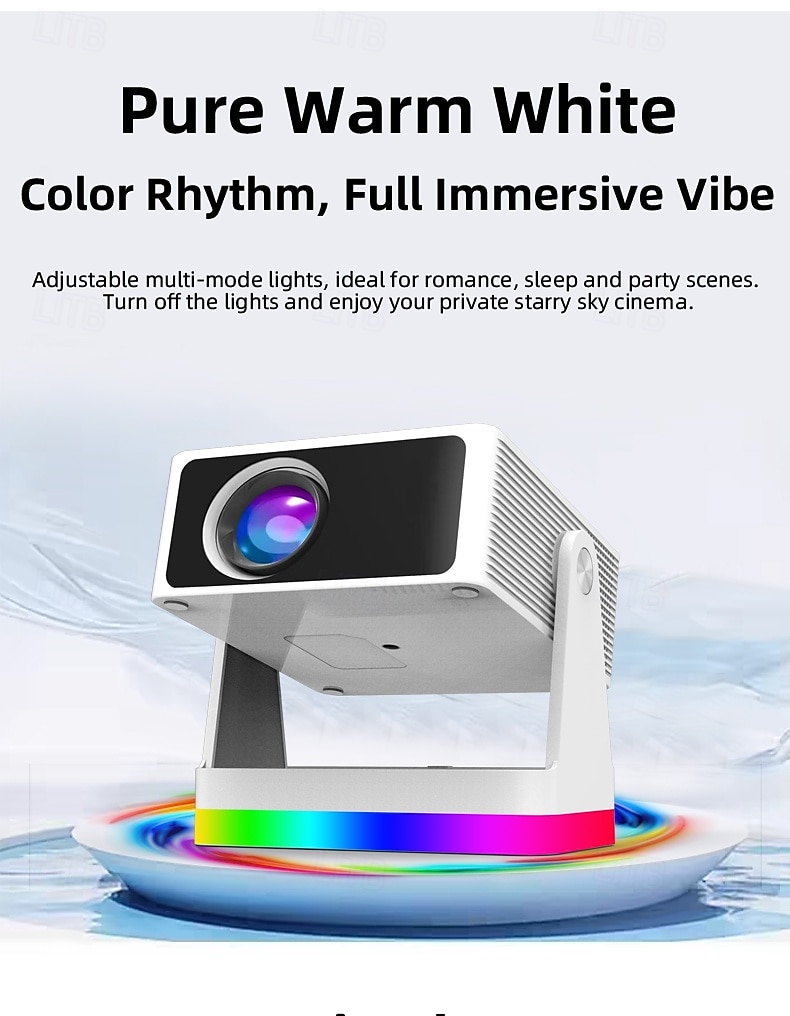 Smart Projector with Auto Focus & Auto Keystone, 720P Native Portable Movie Projector with RGB Ambient Light, Bluetooth Speaker, WiFi Screen Casting, 180° Rotatable Home Theater Projector 2026 - $127.99 –P11