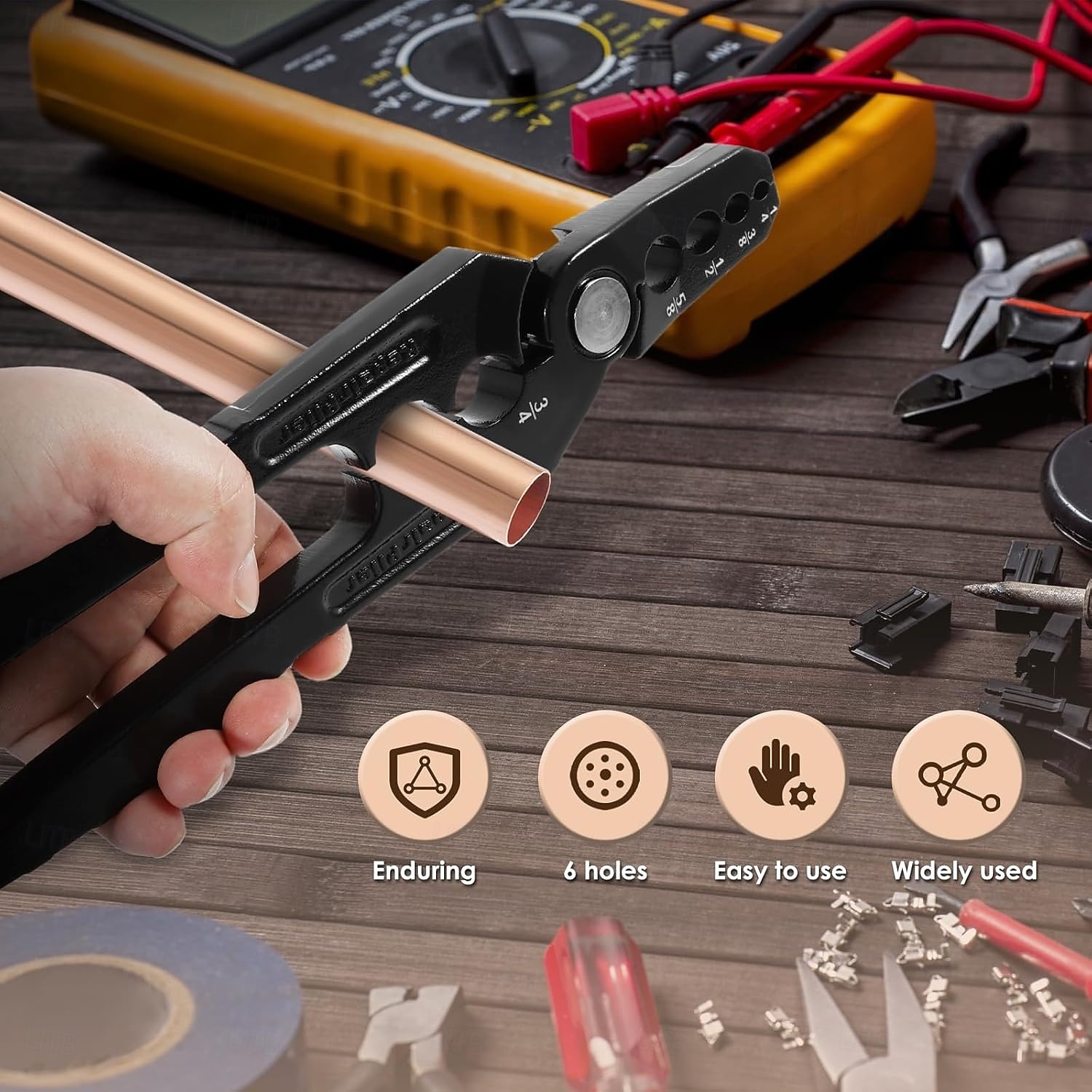6-Hole Multi-Size Copper Pipe Repair & Rounding Tool, Copper Tube Rounder 6 Hole Aluminum Alloy Pipe Rounding, Suitable for 1/4, 3/8, 1/2, 5/8, 3/4, and 7/8 inch Coppers Aluminum Pipes 2026 - $44.99 –P9