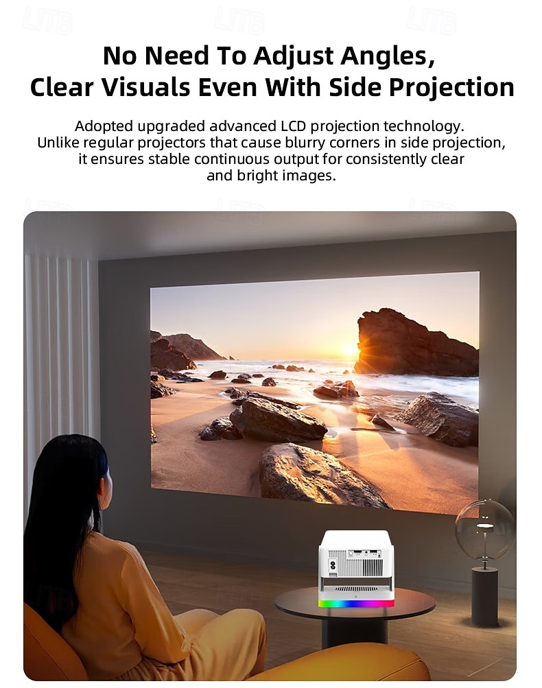 Smart Projector with Auto Focus & Auto Keystone, 720P Native Portable Movie Projector with RGB Ambient Light, Bluetooth Speaker, WiFi Screen Casting, 180° Rotatable Home Theater Projector 2026 - $127.99 –P20