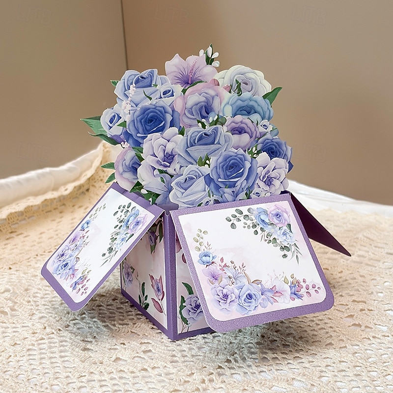 3D-Pop-up-Karte mit lila Rose, große Blumengrußkarte in einer Schachtel für Frauen, Mütter, Ehefrauen, Omas – handgefertigtes Geschenk zum Muttertag, Geburtstag, Jahrestag, als Genesungswunsch, 2026 - $6.99 –P3