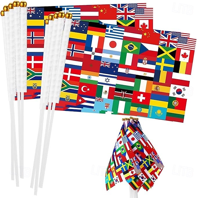 Conjunto de 30 bandeirinhas internacionais de futebol para decoração da Copa do Mundo, pequenas e portáteis, ideais para lembrancinhas de festas internacionais, eventos esportivos ao redor do mundo, de 2026 por $19.99 –P1