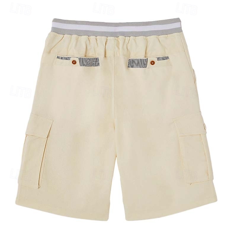 Per uomo Pantaloncini cargo Shorts di Lino Pantaloncini Estivi Shorts da Spiaggia Coulisse Elastico in vita Tasca di carico Blocco di colori Tinta unita Comodità Traspirante Lunghezza al ginocchio del 2026 a $29.99 –P7