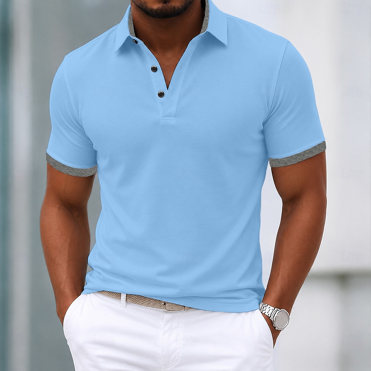 Herren 100% Baumwolle Poloshirts Lässig Urlaub Revers Kurzarm Modern Bequem Einfach Farbblock Knöpfe Sommer Frühling Blau Weiß Gelb Rote Grau 100% Baumwolle 2026 - $26.99 –P5