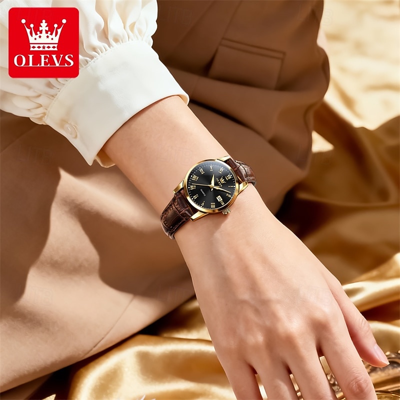 OLEVS Men's Watch Luxury Business Analog Quartz Waterproof Brown Leather Strap Roman Numeral Dial with Date Calendar Classic Casual Fashion Dress Wristwatch Male Timepiece Gift for Him 2026 - $24.99 –P11