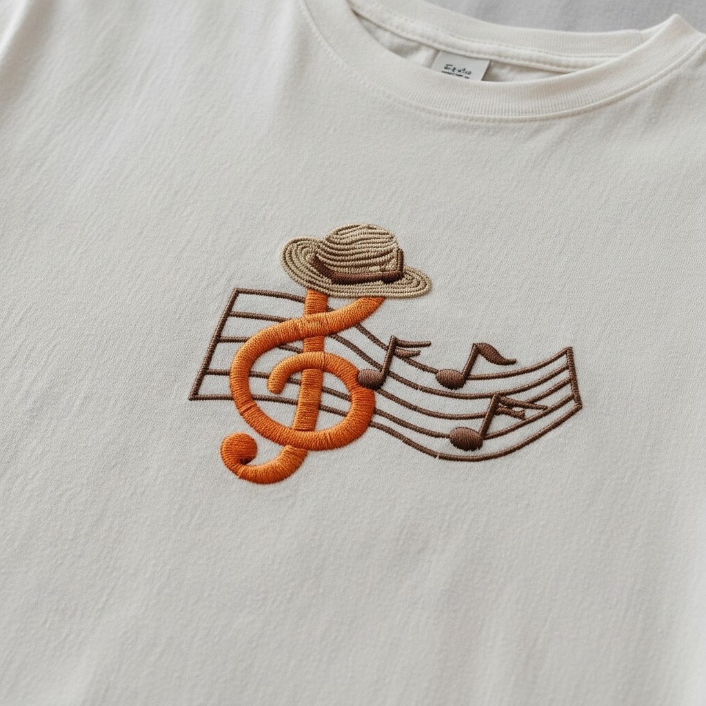 T-shirt musicale brodé 100 % coton pour femmes T-shirt d'été élégants vintage mode à manches courtes col rond haut régulier décontracté quotidien plage blanc été printemps automne hiver de 2026 ? $28.99 –P5