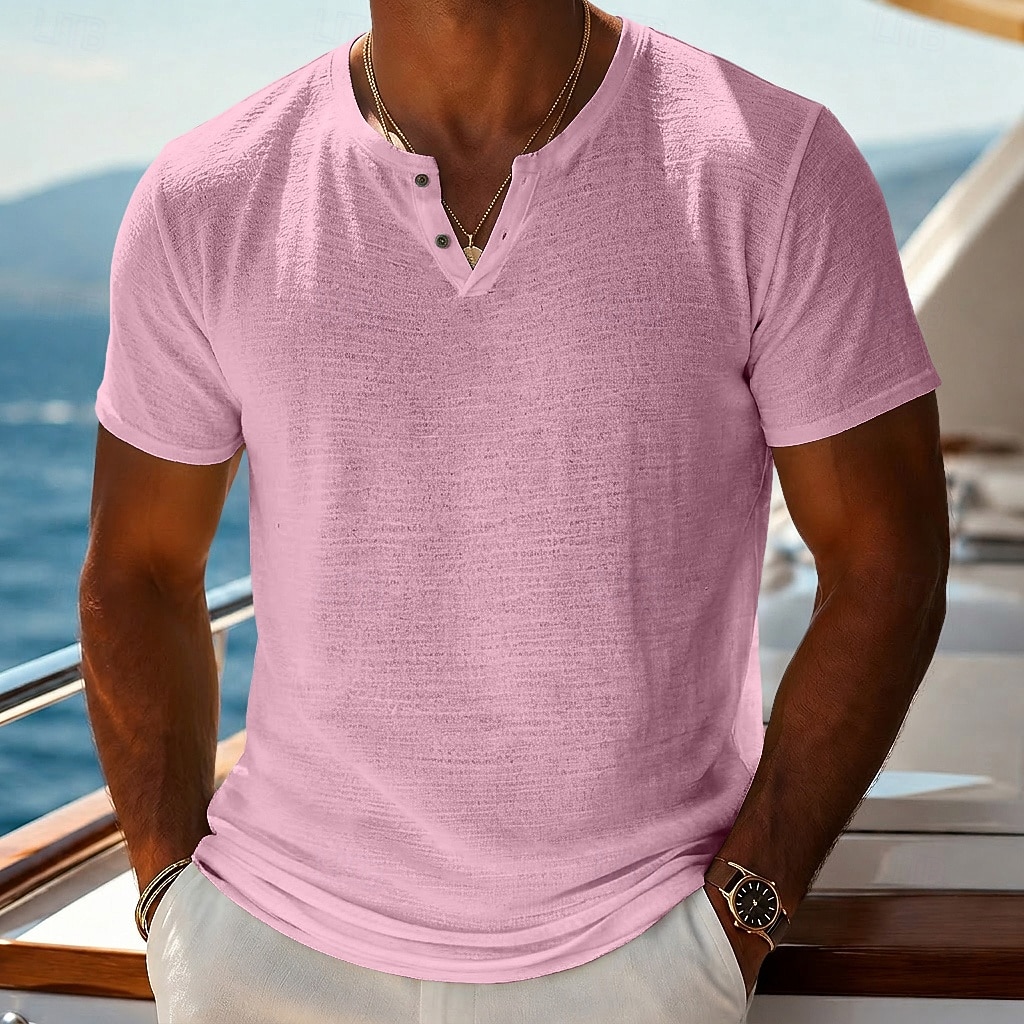 Per uomo Maglietta Maglietta a Maglia Manica Corta Scollo a V Estate Tinta unica Testurizzato Moda Leggero Essenziale Lavorato a maglia Puro Casuale Vacanza Streetwear Blu Nero Verde chiaro Maglietta del 2026 a $16.49 –P20