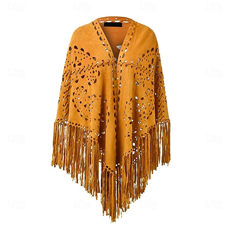Retro Vintage Hippie 1970s Cape Hippie Tassel Fringe Fancy Dress Women's Carnival Music Festival Holiday Adults' 2026 - $49.99 –P6