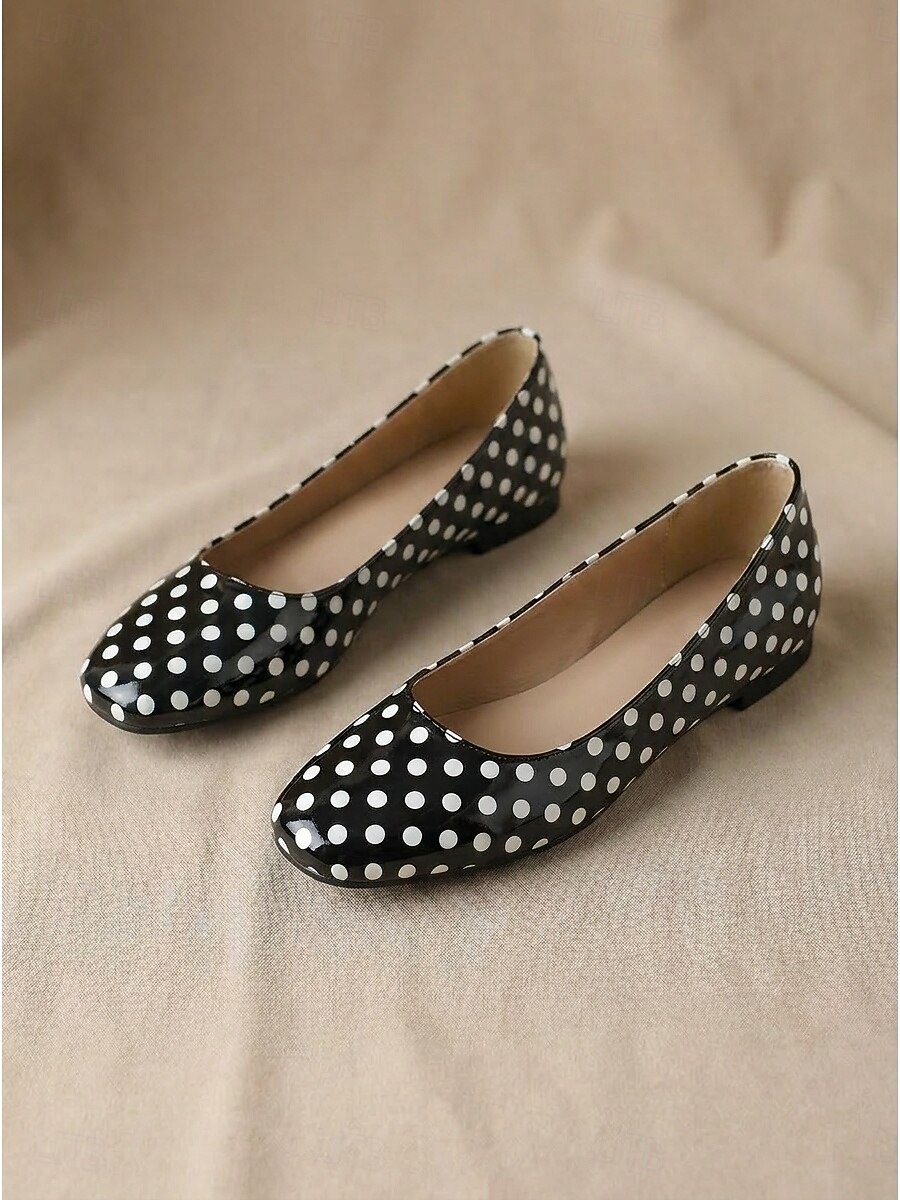 Women's Daily Flat Heel Square Toe Fashion Faux Leather Loafer Black White 2026 - $29.99 –P3