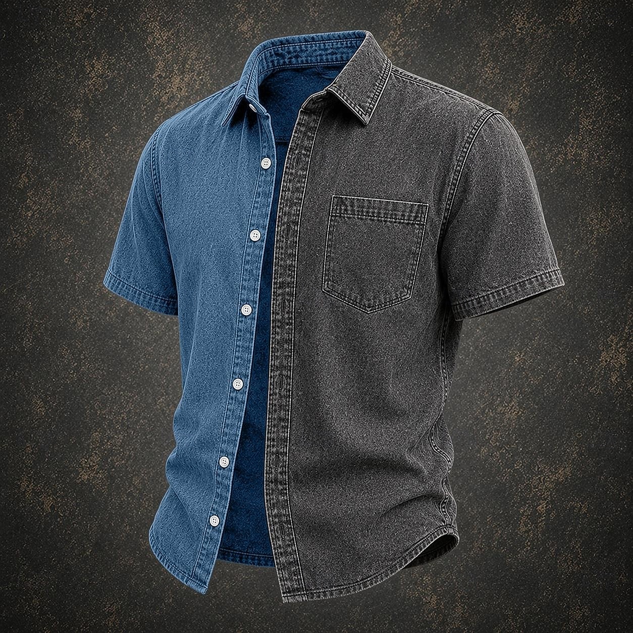 ανδρικό πουκάμισο softfade™ casual πουκάμισο με οξύ βαμμένο μπορντό μωβ χακί στρατιωτικό πράσινο ανοιχτό μπλε κοντομάνικο απλό πουκάμισο γιακάς casual καθημερινά ρούχα κομψό 2026 - $31.99 –P5