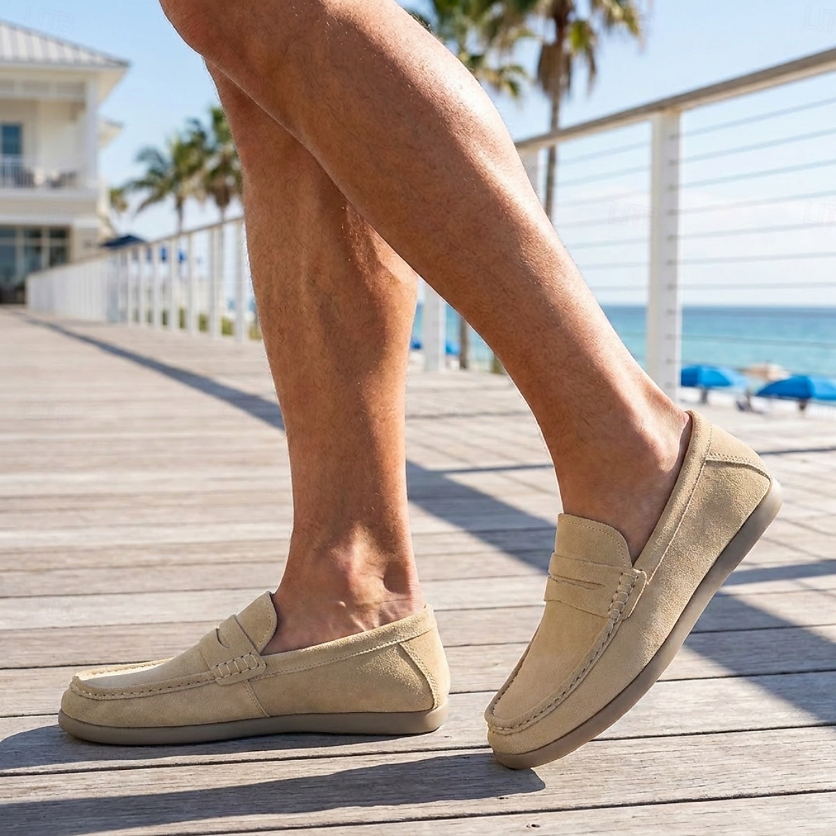 Ανδρικά κρεμ μοκασίνια σε χρώμα penny – ελαφριά, casual παπούτσια με slip-on, άνετα υποδήματα για θέρετρα για ταξίδια διακοπών, αναψυχή το Σαββατοκύριακο και καθημερινή χρήση. 2026 - $59.99 –P4