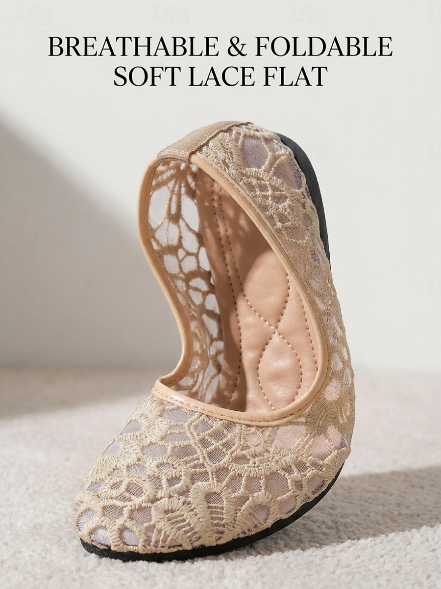 Women's Almond Crochet Lace Flats – Breathable Floral Mesh Walking Shoes with Lightweight Comfort for Vacation Travel, Cruise Trips,  Garden Parties and Everyday Wear 2026 - $19.99 –P3