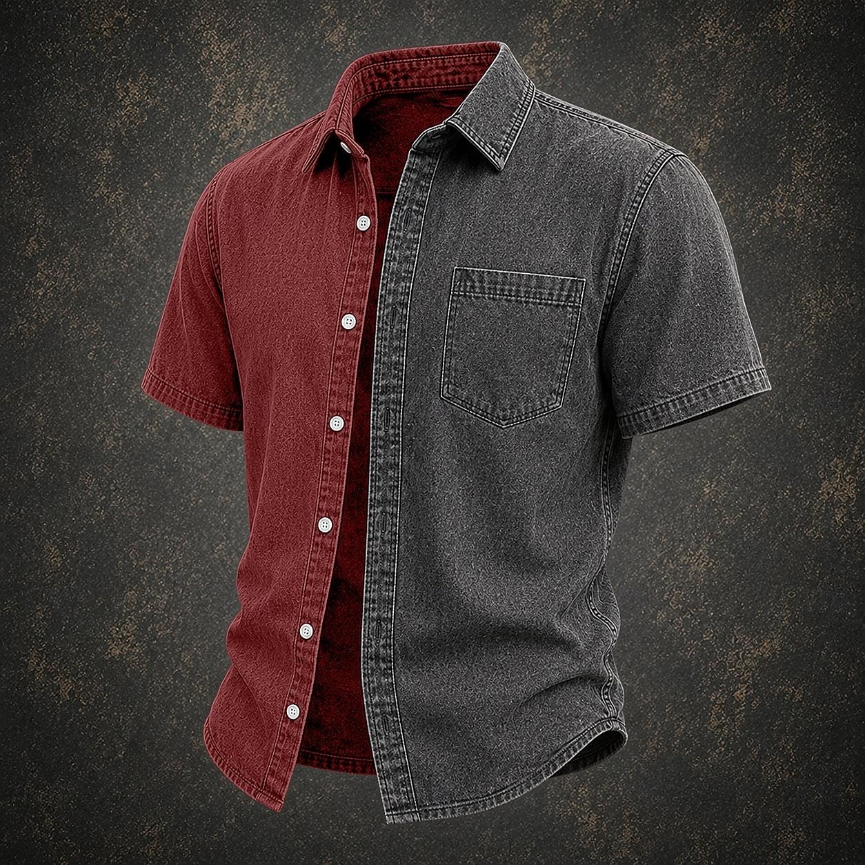 ανδρικό πουκάμισο softfade™ casual πουκάμισο με οξύ βαμμένο μπορντό μωβ χακί στρατιωτικό πράσινο ανοιχτό μπλε κοντομάνικο απλό πουκάμισο γιακάς casual καθημερινά ρούχα κομψό 2026 - $31.99 –P4