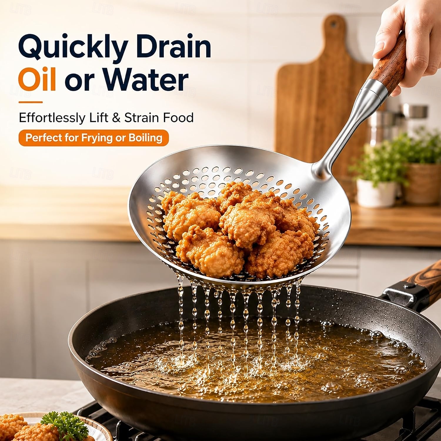 1/2 PCS Wooden Handle Stainless Steel Spider Strainer, 16 Inch Long Handle Deep Fry Skimmer Spoon, Heavy Duty Frying Scoop for French Fries, Pasta, Noodles, Dumplings and Hot Pot, Kitchen Cooking Tool 2026 - $15.49 –P5