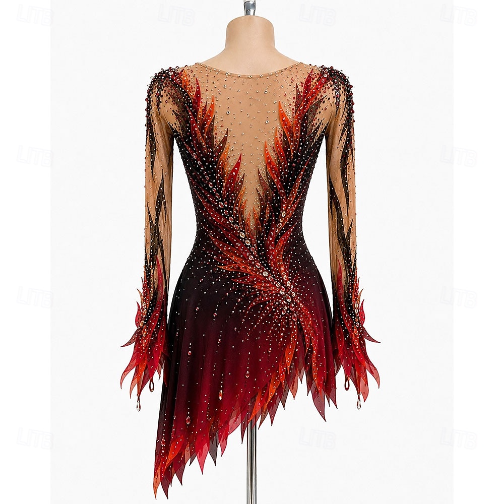 black and red figure skating dress Classic Faded Red Skating Dress