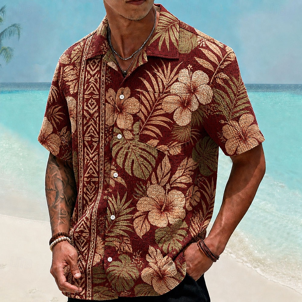 Homme Fleuri Cocotier Plantes Tropicales Chemises hawaïennes Chemise froissée Chemises tropicales Manche Courte Hawaïen Quotidien Vacances à la Plage Été Printemps Col Rabattu Flexible Chemises de 2026 ? $25.99 –P4