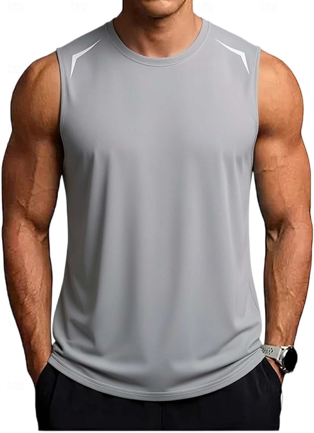 Men's Racer Back Tank Top Sleeveless Crew Neck Summer Solid Color Sports Soak Off Reflective Strip Minimalist Casual Silver Light Khaki Black Top Tee for Men 2026 - $19.99 –P10