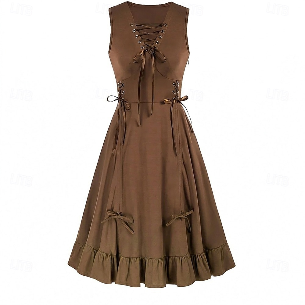 Punk & Gotico Rinascimento Steampunk Vestito Strega Ragazza gotica Tinta unica Costume Per donna Fantasia Stile Steampunk Notte di Valpurga Halloween Carnevale Mascherata Casual Quotidiano Adulti del 2026 a $38.99 –P6