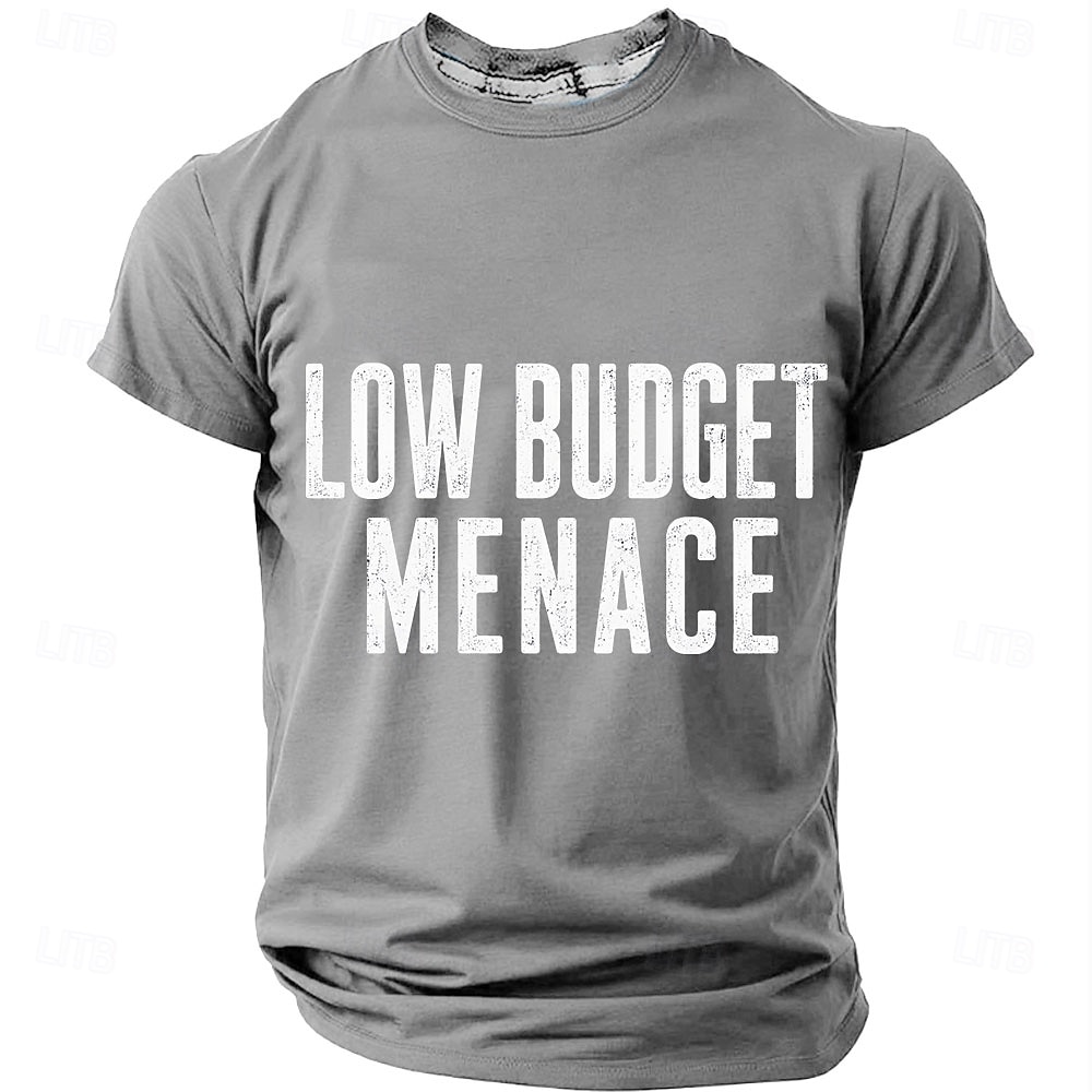 Men's Low Budget Menace Funny Letter Graphic Sarcastic Streetwear T-Shirt Regular Fit Casual Blue Designer Clothing Apparel S M L XL XXL XXXL 2026 - $19.99 –P5