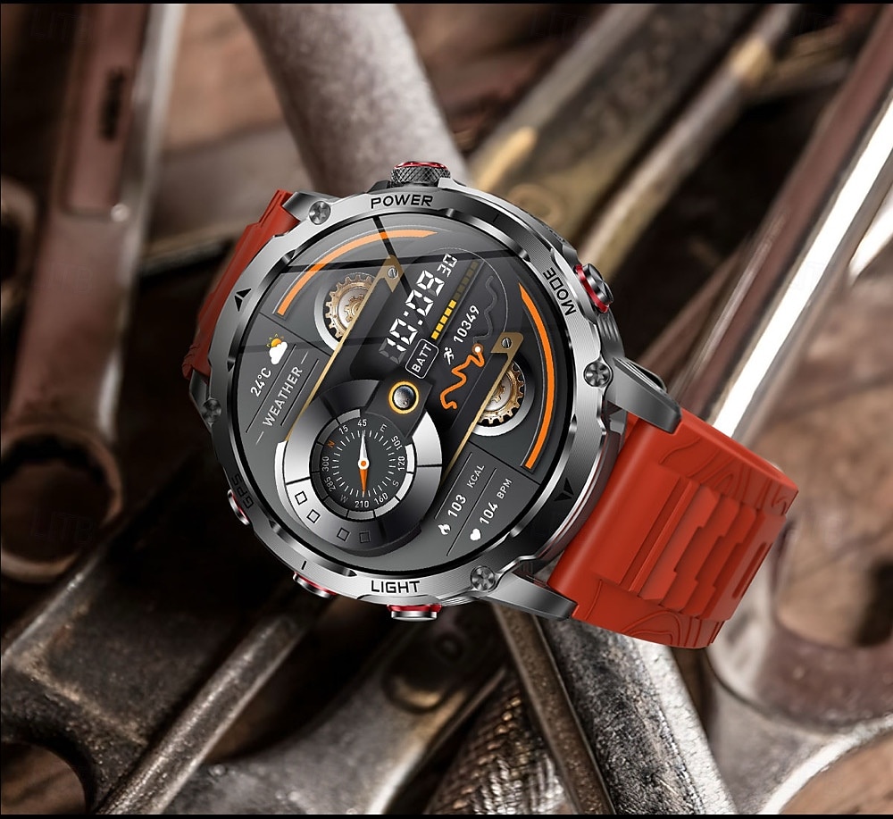 AK102 Smartklokke 1.7 tommers Bluetooth-anrops-smartklokke Skritteller Samtalepåminnelse Fitnessporing Kompatibel med Android iOS Herre GPS Lang ventetid Håndfri bruk IP68 50mm urkasse 2026 - $84.99 –P25