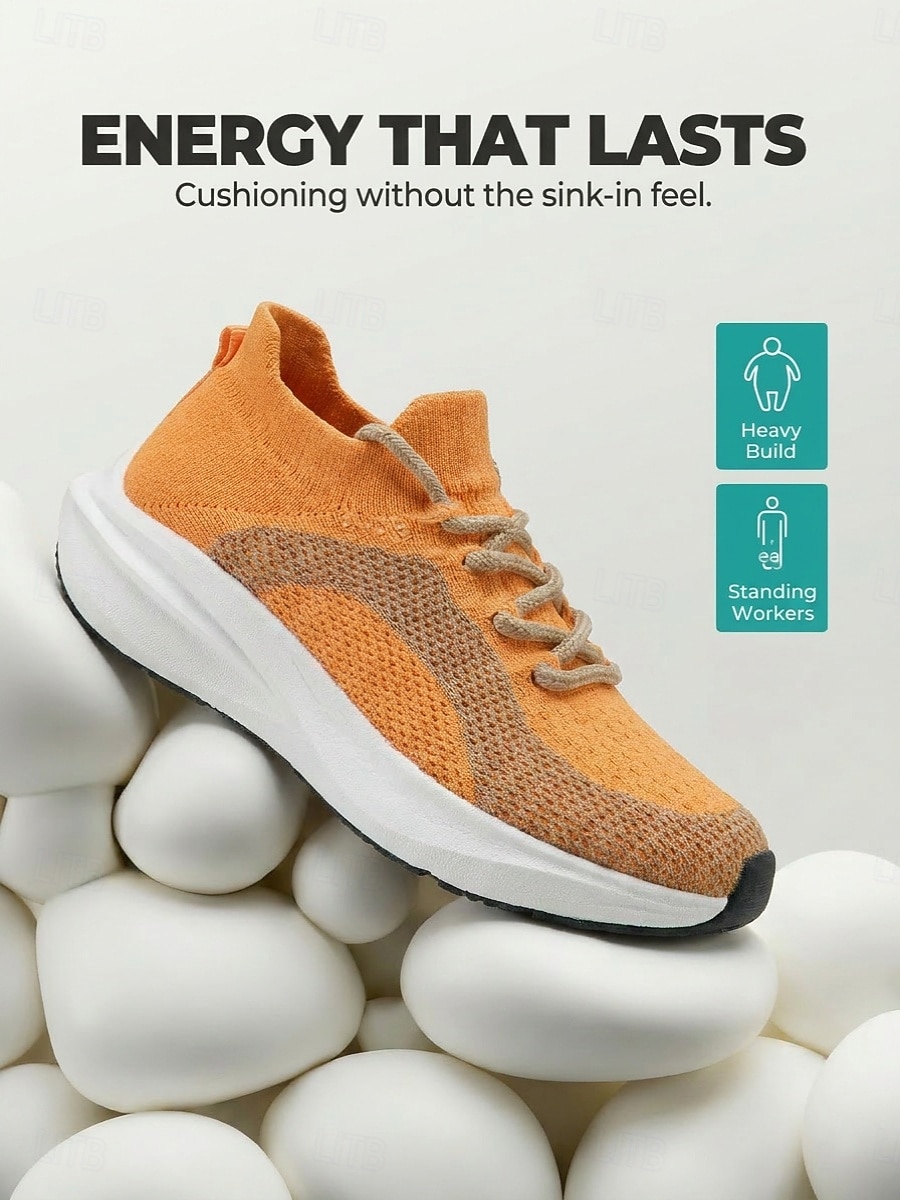 Oranje instapschoenen voor dames – ademende gebreide sportschoenen met schokabsorptie &Antislip buitenzool voor hardlopen, wandelen, krachttraining, fitnessoefeningen, reizen en comfort de hele dag 2026 - $34.99 –P1