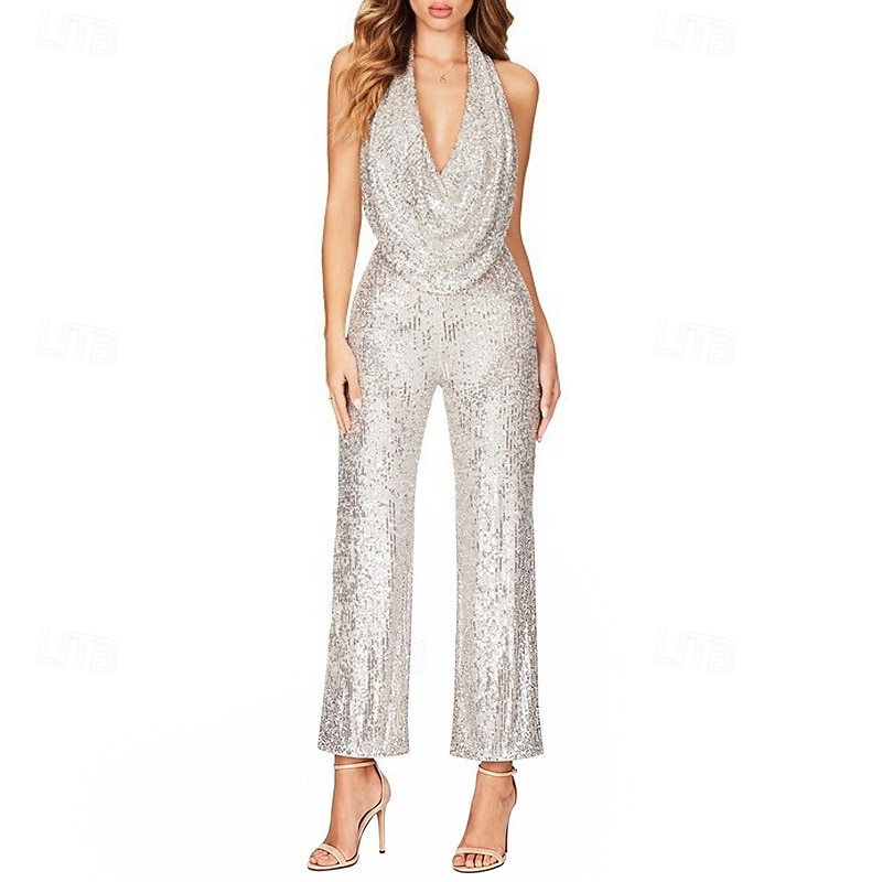 Retrò Vintage Anni '70 Tuta Disco Paillettes Scollo a Cascata Costume Per donna Halloween Carnevale Parata dell'Orgoglio Mese dell'orgoglio Adulti Tuta Estate del 2026 a $41.99 –P14