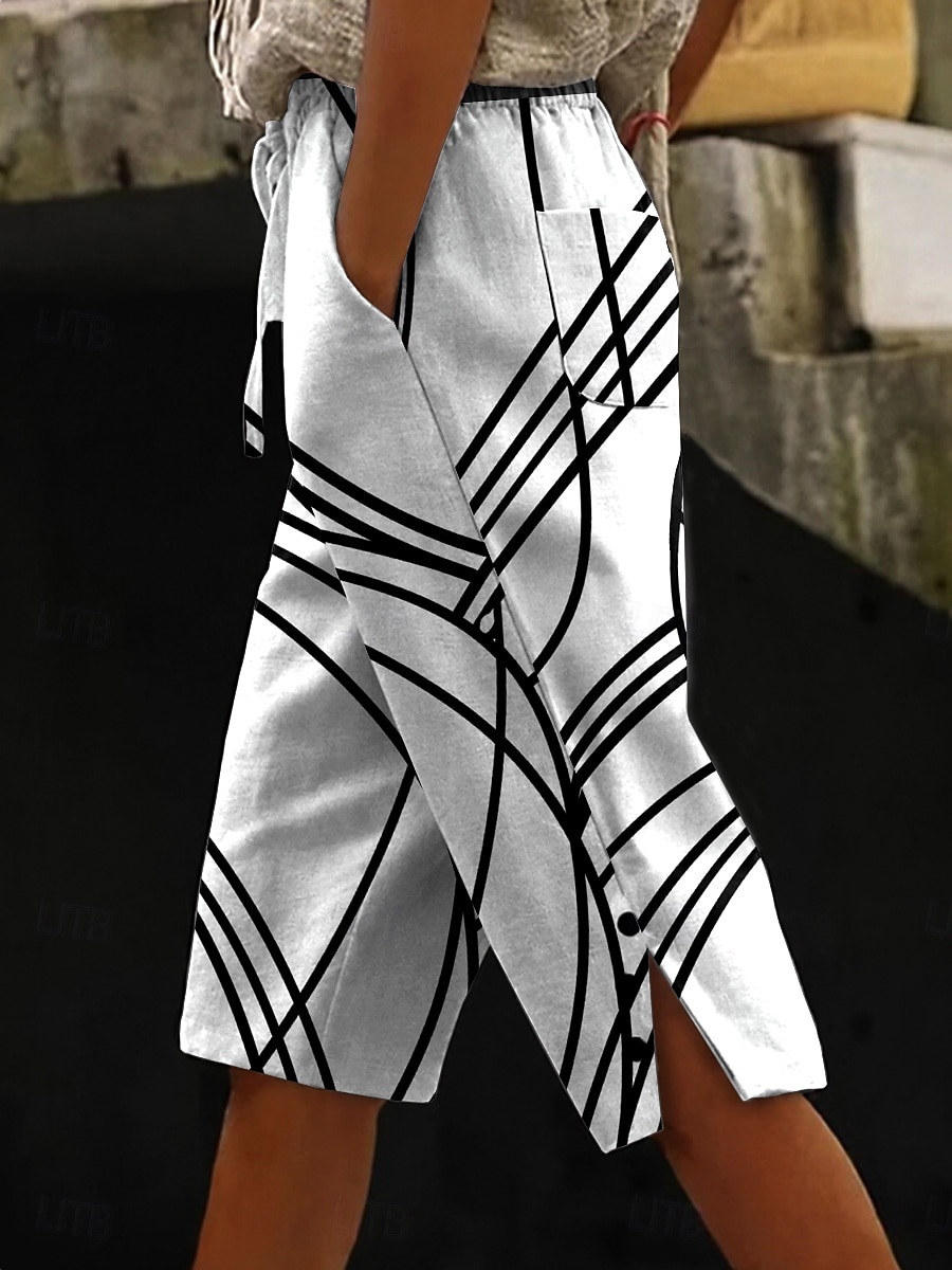 Pentru femei Pantaloni scurți din bumbac in Pantaloni Capri Vacanță Epocă stilul bunica de coastă Lungime gambă Talie medie Grafic Geometric Abstract Imprimeu Confort Inelastic Zilnic În aer liber 2026 - $14.49 –P1