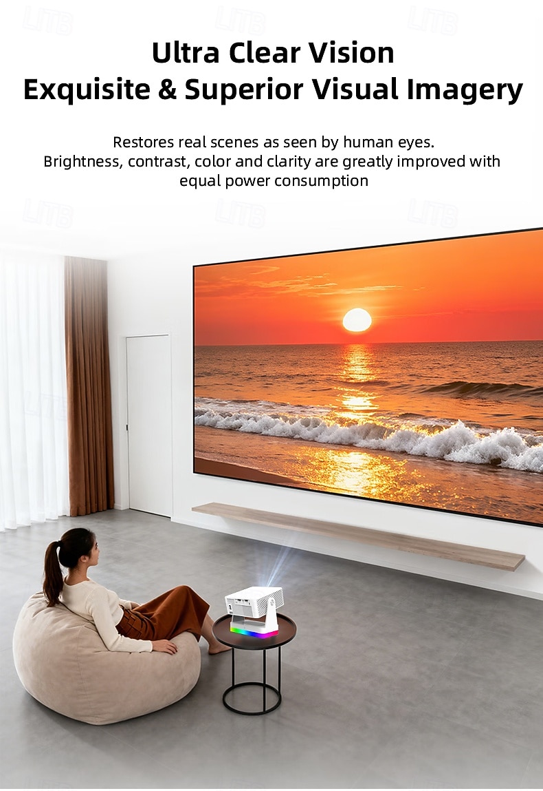 Smart Projector with Auto Focus & Auto Keystone, 720P Native Portable Movie Projector with RGB Ambient Light, Bluetooth Speaker, WiFi Screen Casting, 180° Rotatable Home Theater Projector 2026 - $127.99 –P15