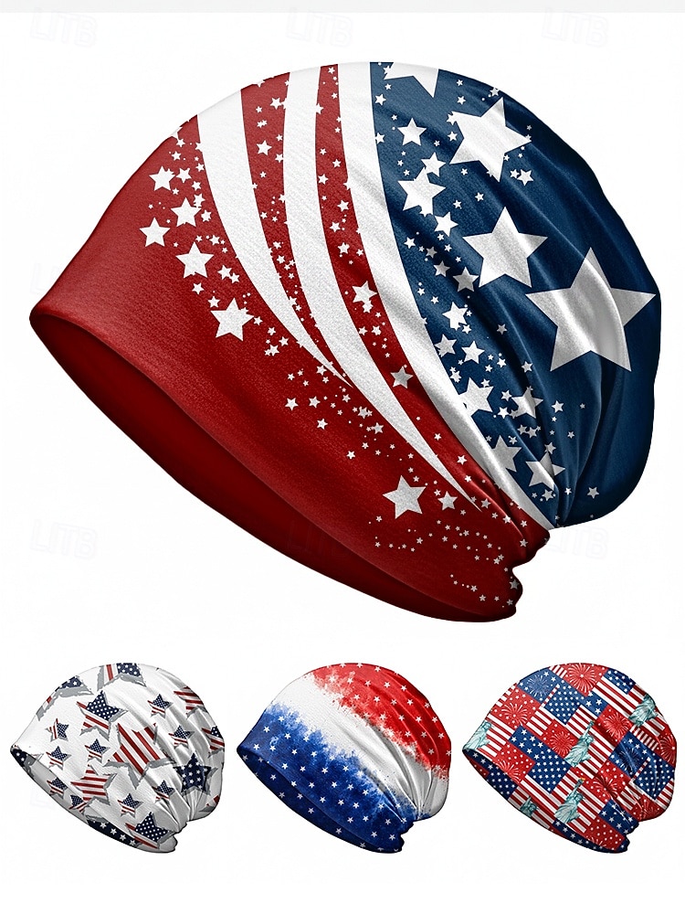 Patriotisk bohemsk lue for kvinner &halsmansjett, lett stretch polyester flermønstret USA-trykk sommerhodeplagg for USAs uavhengighetsdag, 4. juli, reise &festivaler 2026 - $11.99 –P7