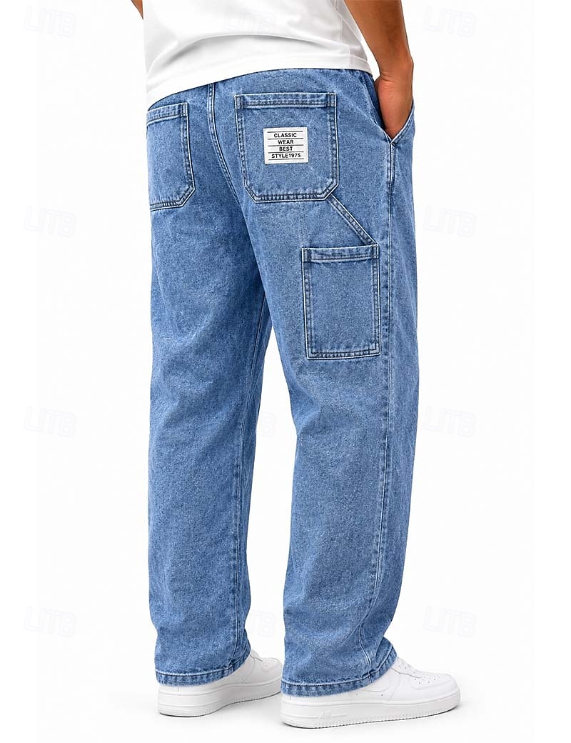 Bărbați Pantaloni Pantaloni de lucru Pantaloni casual Pantaloni din denim Pantaloni de spălat cu acid Buzunar Talie elastică Picior drept Simplu Confort Lungime totală Casual Zilnic În aer liber Mod 2026 - $39.99 –P6