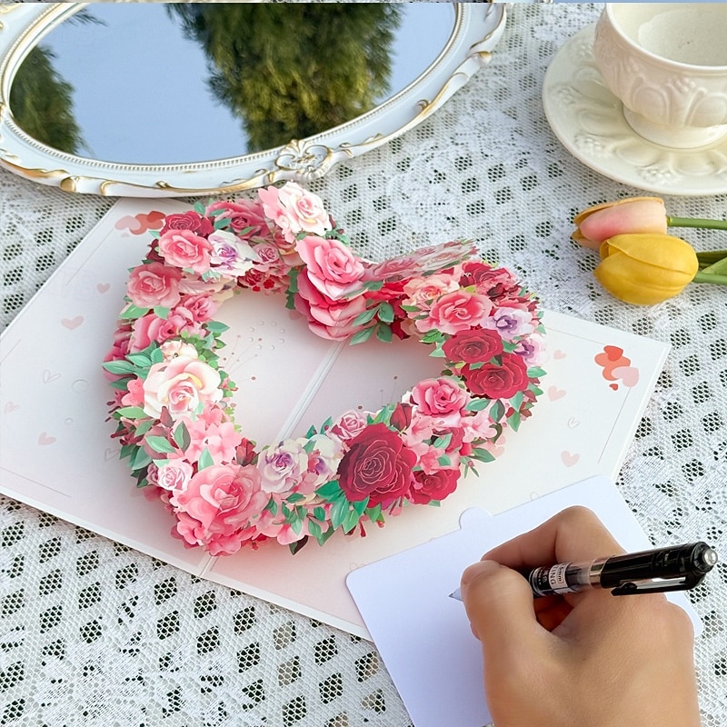 Musical 3D Pop Up Card, Recordable Heart Rose Wreath Greeting Card with Voice Button, Audio Gift for Her, Women, Mom, Wife - Mother's Day, Birthday, Anniversary, Valentine's Day, with Envelope 2026 - $16.99 –P3