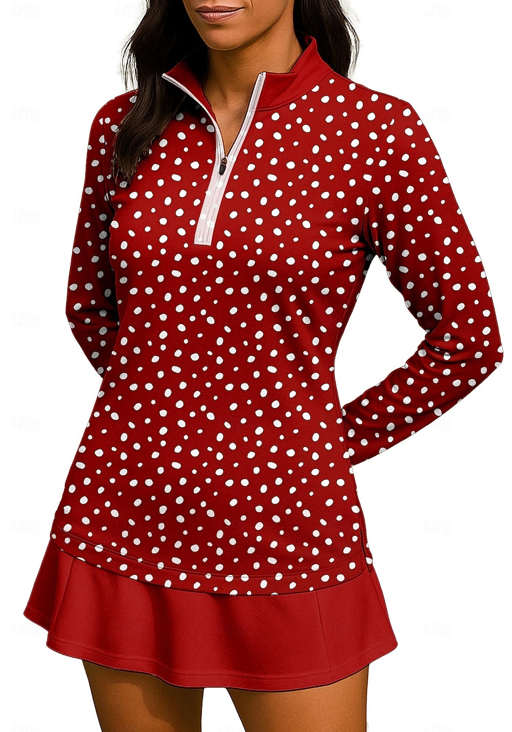Pentru femei Punct Tops Tricou sport Cămașă de tenis Top de tenis Manșon Lung Fermoar Floral UPF50+ Rezistent la UV Înaltă Elasticitate Confortabil la umezeală Respirabil Volei Tenis Golf Gât Înalt 2026 - $22.99 –P2