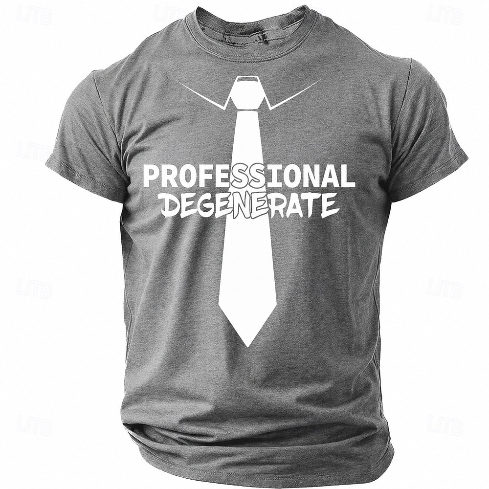 Men's Professional Degenerate Tie Funny Sarcastic Graphic T-Shirt Casual Crew Neck Short Sleeve Tee Shirt Designer Clothing Apparel S M L XL XXL XXXL 2026 - $19.99 –P5