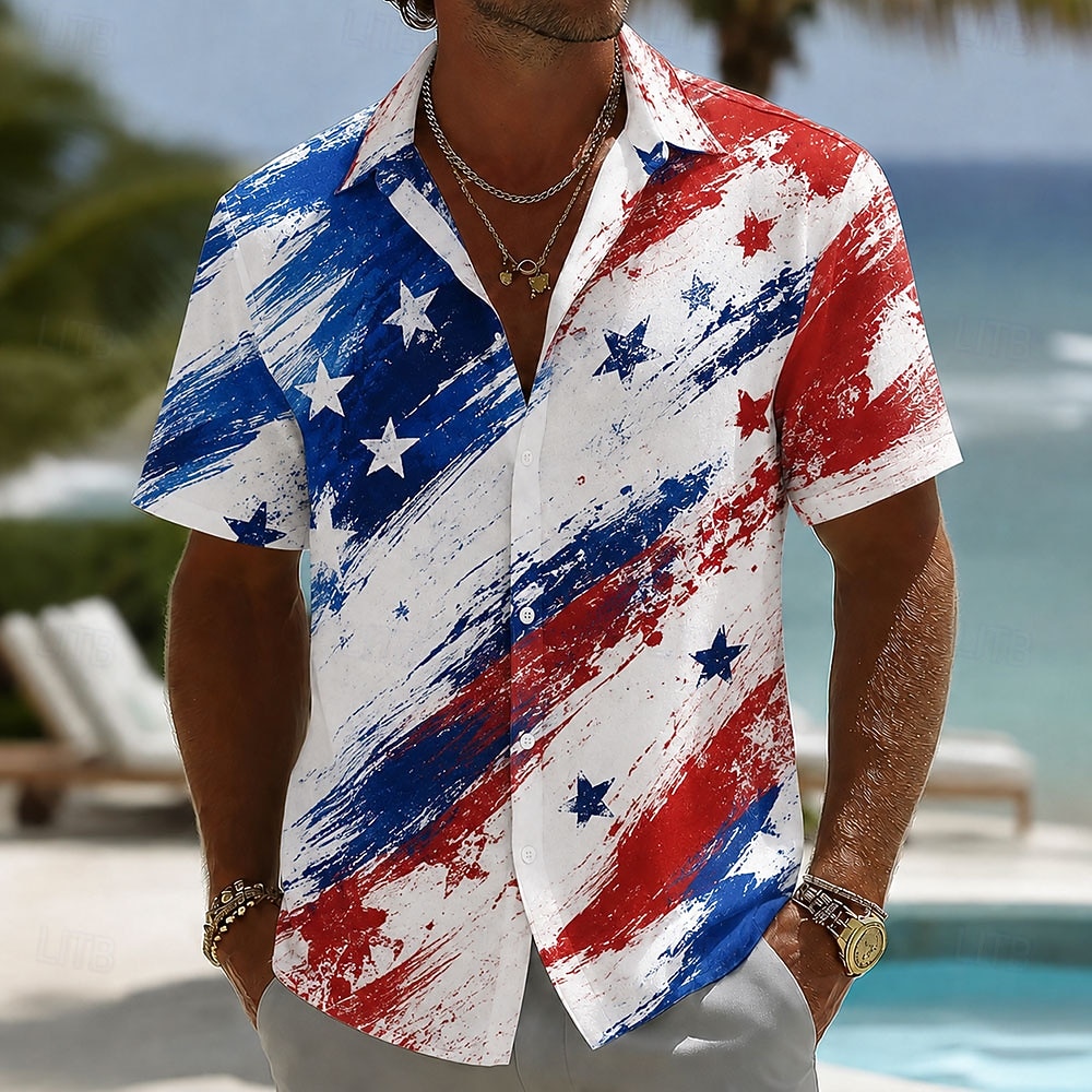 Herren 250. Jubiläums Patriotische Amerikanische Flagge 1776 2026 Hemd Kurzarm Sommer Urlaub Oberteil 2026 - $25.99 –P2