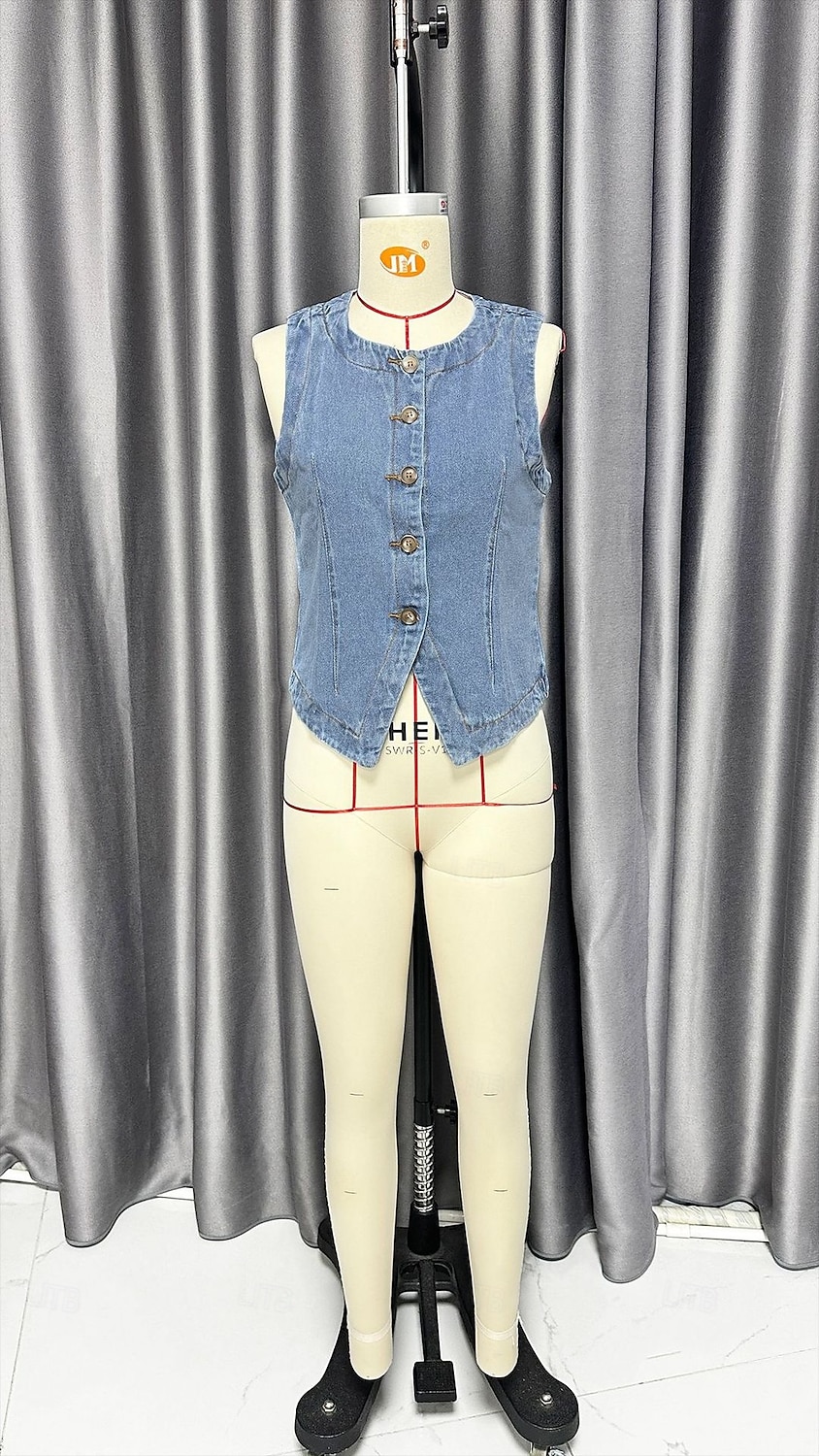 Women's Tank Top Tee Top denim-look Buttons Solid Color Vintage Fashion Sleeveless Sleeveless Crew Neck Regular Tops Casual Daily Blue Summer Spring 2026 - $39.99 –P1