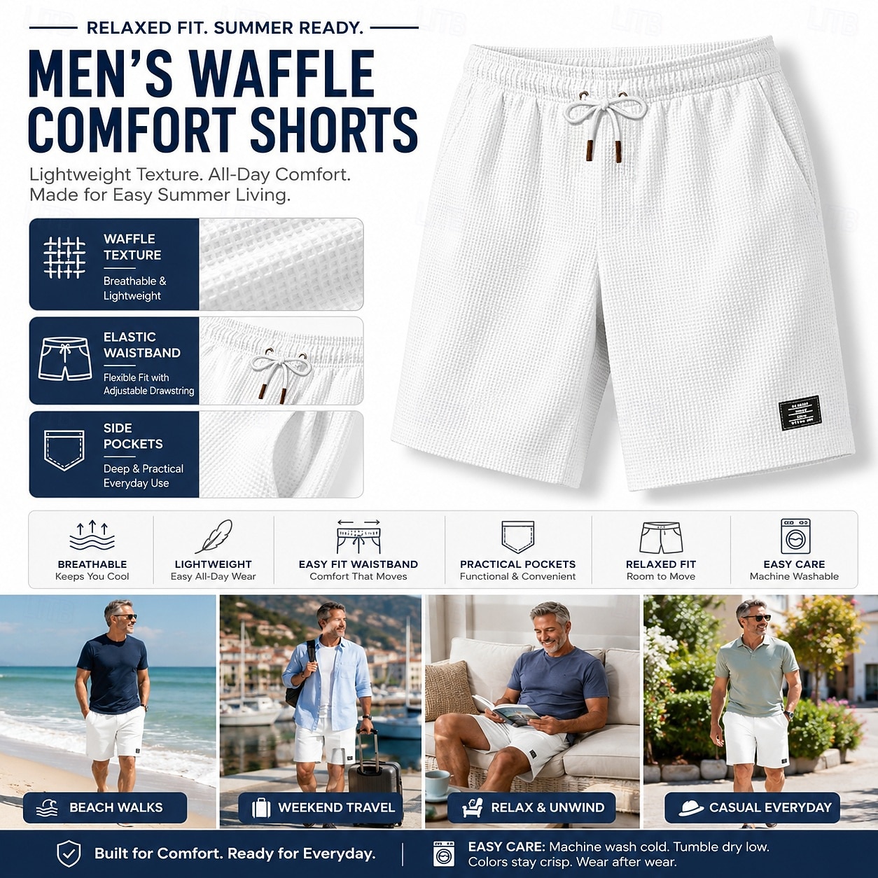Per uomo Pantaloncini Waffle Shorts Pantaloncini Estivi Pantaloncini casual Tasca Elastico in vita Coulisse Semplice Comodità Traspirante Lunghezza al ginocchio All'aperto Vacanza Canotta sportiva del 2026 a $21.99 –P2