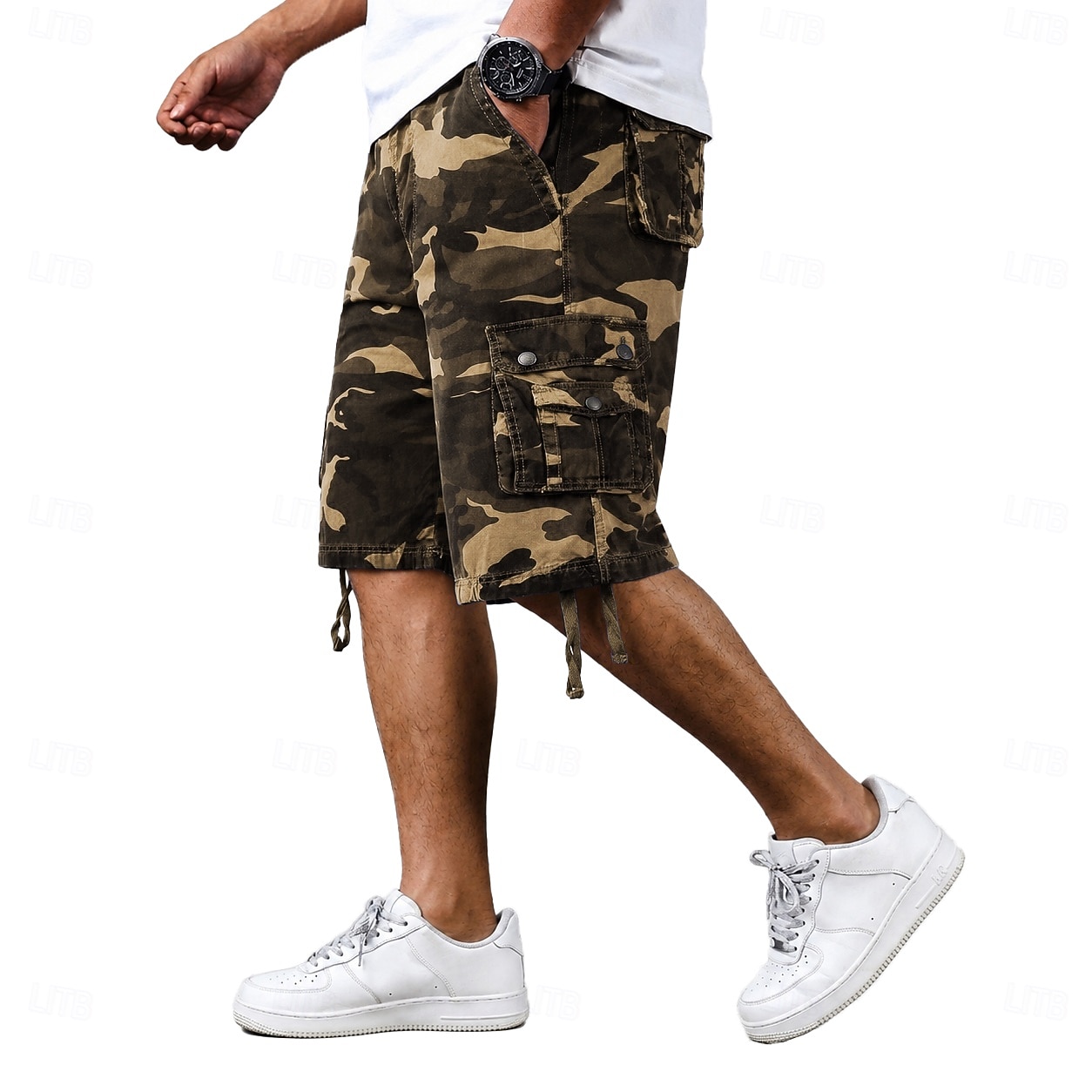 Men's Comfort Waist Tactical Cargo Cargo Shorts Shorts Casual Shorts Pocket Elastic Waist Plain Camouflage Breathable Knee Length Casual Outdoor Streetwear Fashion Streetwear Blue Khaki Inelastic 2026 - $35.99 –P4
