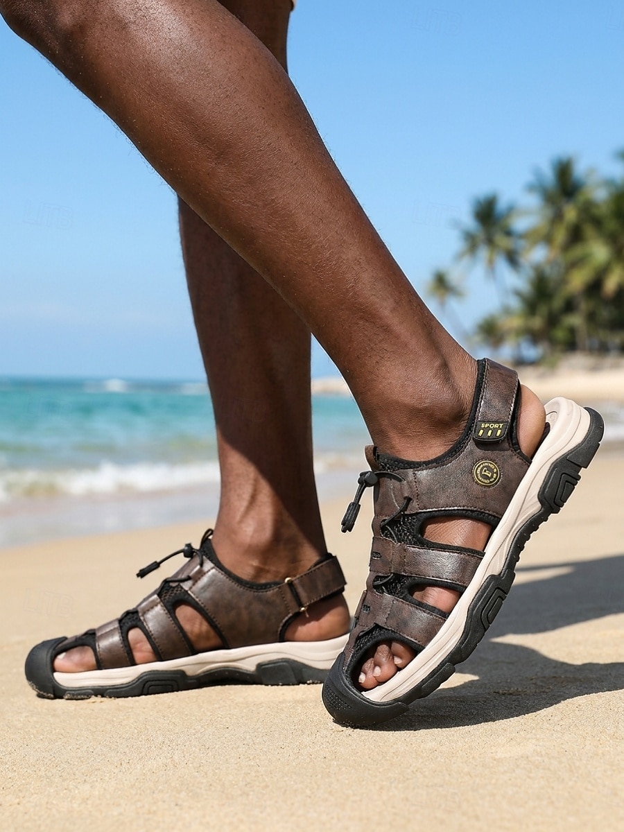 Men's Beach Vacation Fisherman Sandals, Adjustable Strap Outdoor Walking Shoes, Comfortable Non-Slip Sandals for Resort, Seaside, Travel 2026 - $46.99 –P1