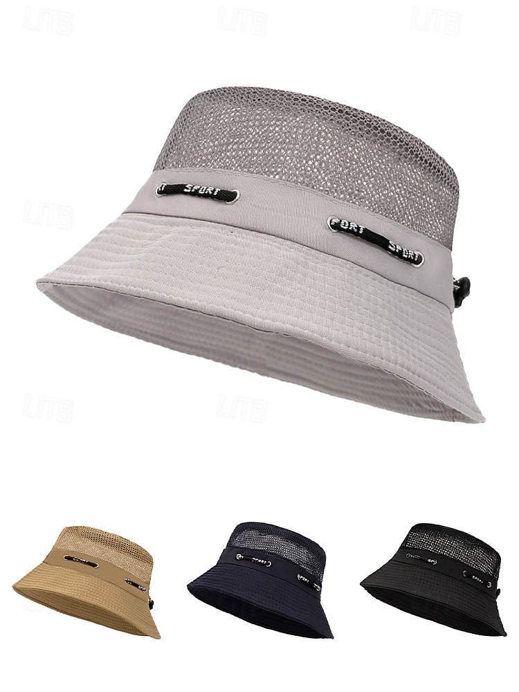 Ademende mesh bucket hat voor heren, lichtgewicht zomerzonnehoed van polyester met verstelbare pasvorm, pet voor buitenactiviteiten zoals vissen, wandelen en reizen, boonie hat met UV-bescherming, 2026 - $11.99 –P5