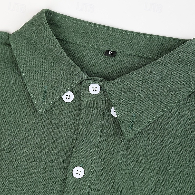 Masculino Camisa Social Camisa de linho camisa de verão camisa de botão Tecido Casual Roupa Diária Preto Branco Verde Claro Rosa Manga Longa Aberto para a Lateral Primavera Verão Verão Roupa Bolso de 2026 por $26.99 –P4